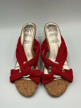 Impo Sandals Size 7.5 Red Knotted Cork Slide Sandals